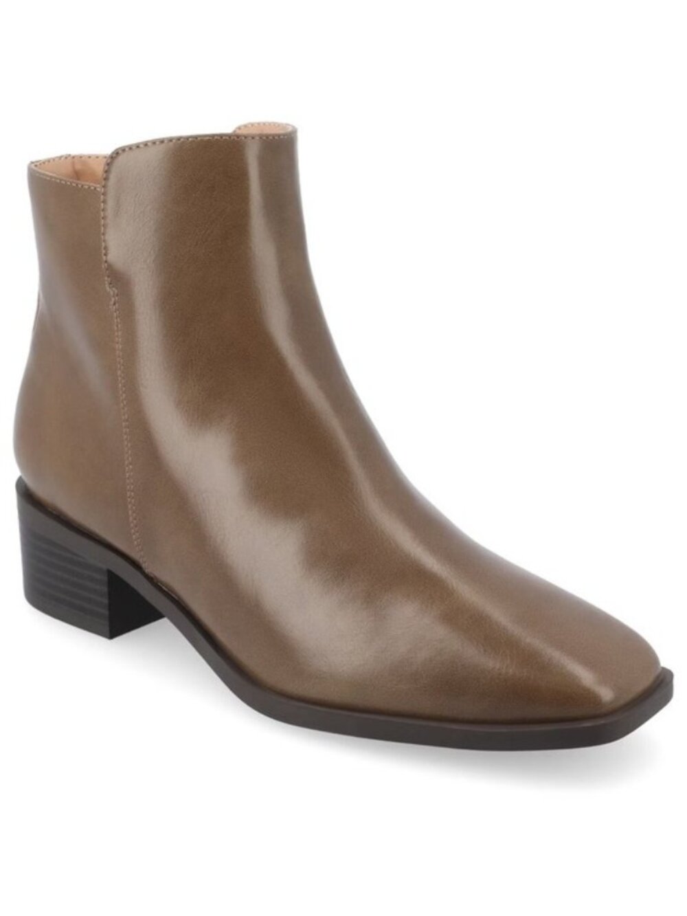 NWT Journee Collection Womens Cappri Taupe Square Toe Ankle Boots Size 6.5
